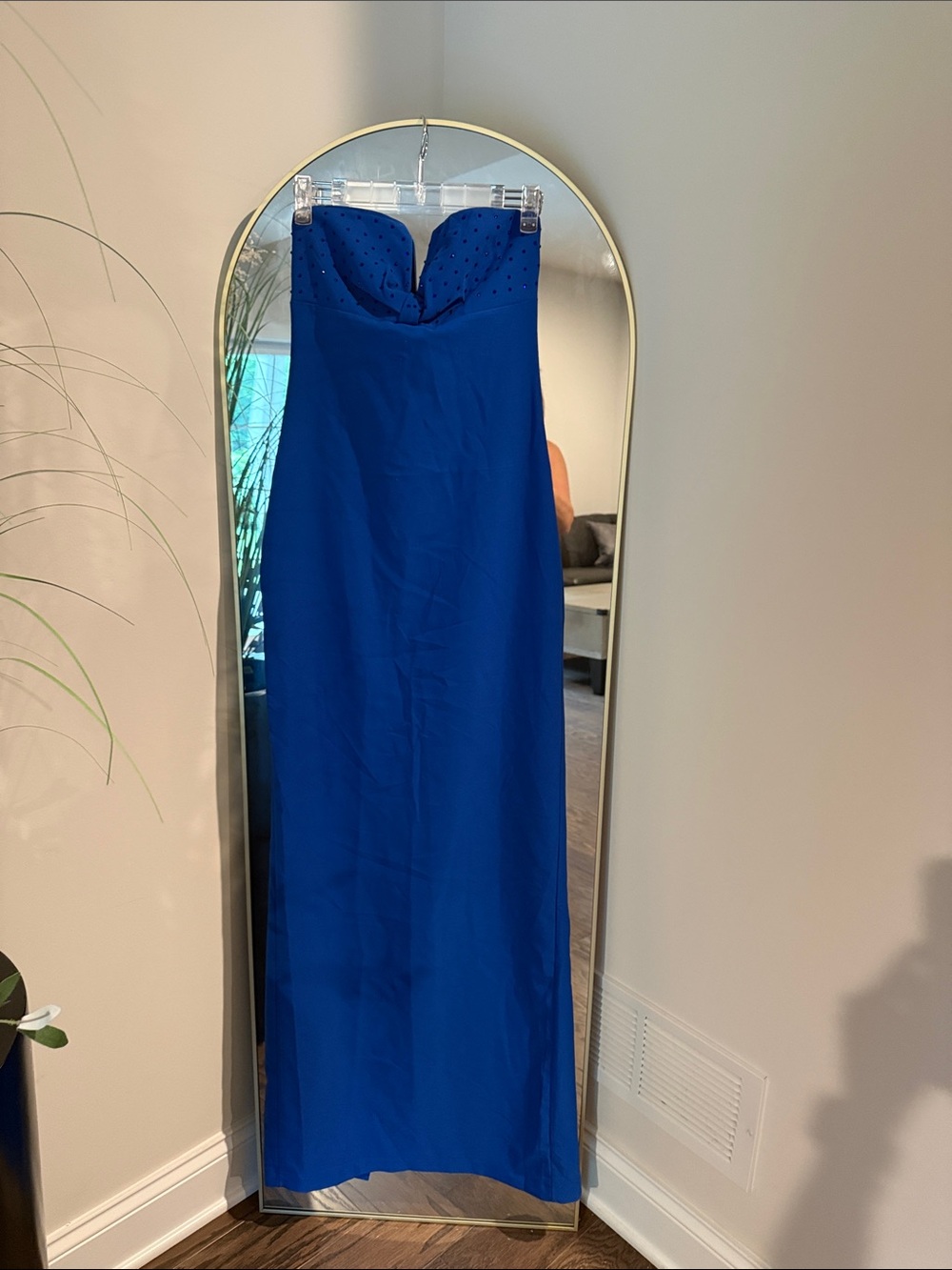 Trendyol Strapless Cobalt Blue Evening Gown